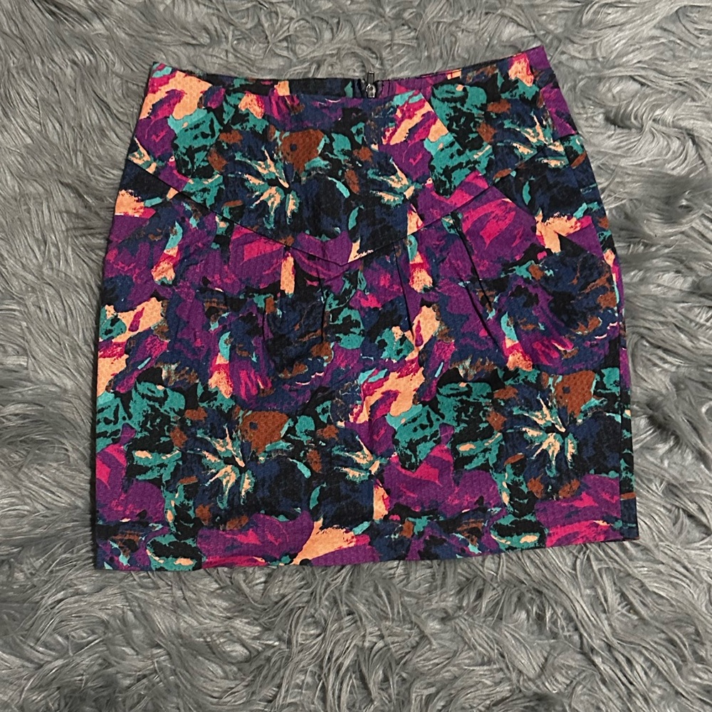 Silence + Noise Colorful Abstract Mini Skirt